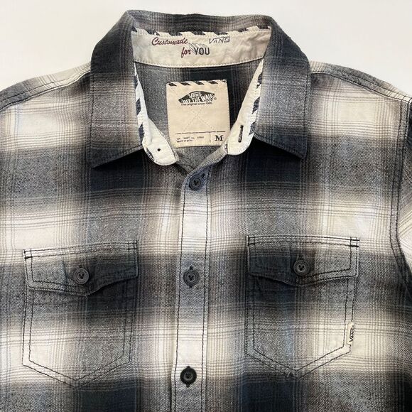 Vans Off The Wall Black Plaid Long Sleeve Button Down Shirt Vans Plaid Shirt 209 - Picture 2 of 11